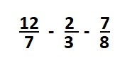 Nesta figura, mostramos a subtração entre tres fracoes.