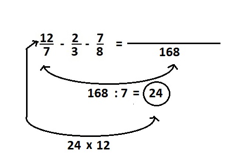 Nesta figura, é mostrado a multiplicacao da divisao entre o mmc e o denominador da primeira fracao