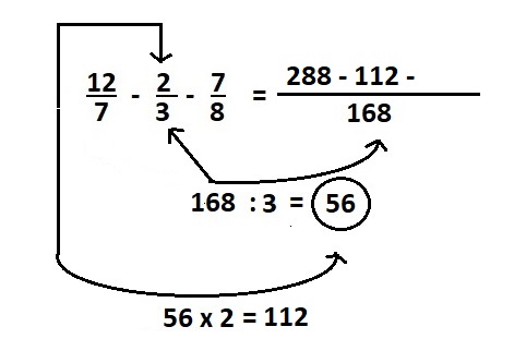 Na figura, escrevemos o resultador da multiplicação no numerador da fracao que fica no lado direito do sinal de igual.