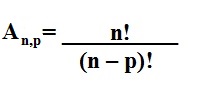 na figura temos o símbolo do arranjo, a letra A com os índices n e p logo abaixo igual a n fatorial dividido por (n menos p) fatorial.