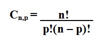 nesta figura temos o símbolo da combinação simples que é um C maiúsculo com os índices n e p ao lado. O C é igual a fatorial
          de n dividido por p fatorial vezes (n menos p) fatorial