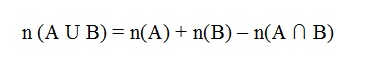 Nesta figura mostra a teoria dos conjuntos onde número de elementos A união B é igual a número de elementos de A + números de elementos de B menos número de elementos de A inter B
