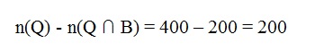 Mostra o número de elementos de Q menos número de elementos de Q inter B