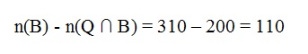 mostra número de elementos de B menos números de elementos de Q inter B