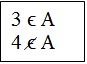  representacao por notação de 3 pertence ao conjunto e 4 não pertence ao conjunto