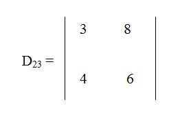 na figura temos uma determinante D com os elementos
          3 e 8 na primeira linha e os elementos 4 e 6 na segunda linha.