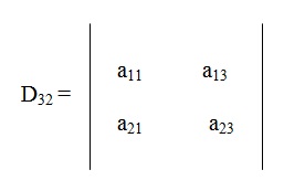 na figura temos o determinante D com os elementos a11 e a13 na
          primeira linha e os elementos a21 e a23 na segunda linha.
