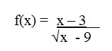 Figura mostra uma função dentro de uma raiz e esta se encontra no denominador