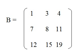 na figura temos uma matriz com 3 linhas e 3 colunas de ordem 3.