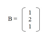 na figura temos a matriz A com o elemento 1 na primeira linha, o elemento 2 na segunda linha e o 1 na terceira]
          linha.