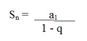 a figura mostra a soma dos n termos de uma pg infinita que é igual a a1 dividido por q menos 1.