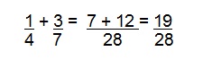 Nesta figura, resolvemos a soma de fraes usando o 28 que foi o nosso m.m.c.