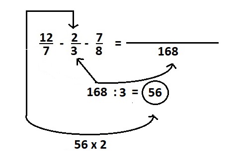 Nesta figura, é mostrado a multiplicacao da divisao entre o mmc e o denominador da segunda fracao