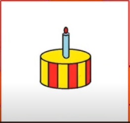 a figura mostra o desenho de um bolo com velas em cima.
