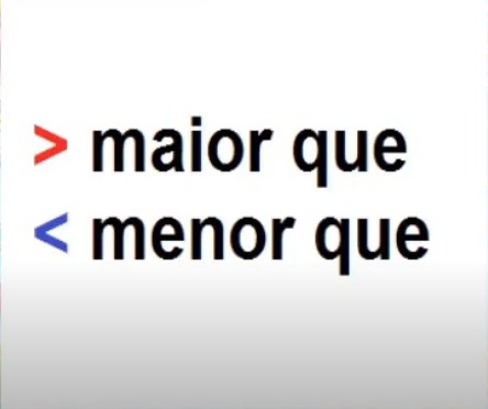 na figura temos as frases > que significa maior que e < que significa menor que.