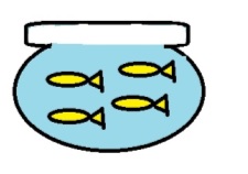 na figura temos um desenho de um aquário com 4 peixes.