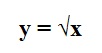 Representação da função y igua a raíz de x