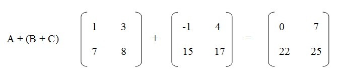 nesta figura somamos a matriz A com o resultado da soma de B com C.