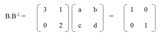 na figura temos a multiplicação da matriz B com a inversa B na menos um que resulta numa matriz identidade de ordem 2 por 2.