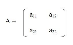 na figura temos uma matriz A de 2 linhas e duas colunas onde não conhecemos os elementos.